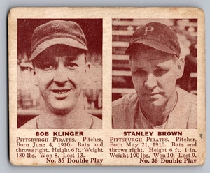 1941 DOUBLE PLAY #35/36 BOB KLINGER & STANLEY BROWN PIRATES - Picture 1 of 3