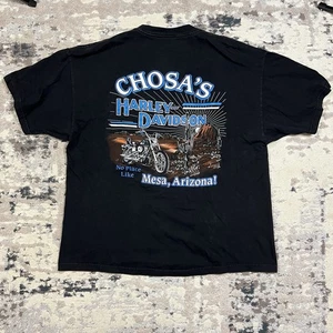 T-shirt vintage Y2K Harley Davidson uomo XL nera manica corta Mesa Arizona USA - Foto 1 di 11