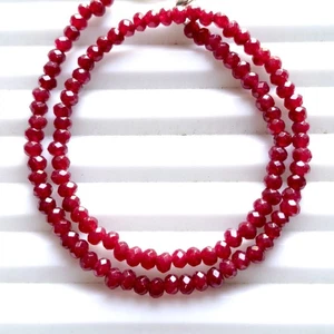 AAA Red Ruby 4mm Faceted Rondelle Beads, Red Gemstone Ruby Beaded Necklace - Picture 1 of 4