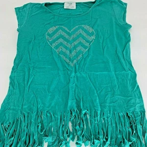 L&B Life Girl’s Embellished Grayed Blue Short Sleeve Top Kid’s Youth - Picture 1 of 5