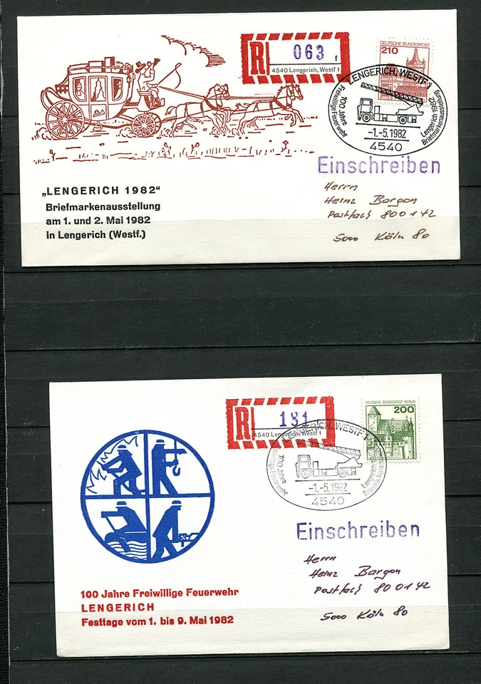 Eingedruckter R Zettel 4540 Lengerich zweimal von 1982   (Geb) - Bild 1 von 1