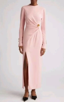 LELA ROSE Long Sleeve Sheath Crepe Draped Dress In Blush Sz 20 XXL Org $1,690 - Image 1 of 4
