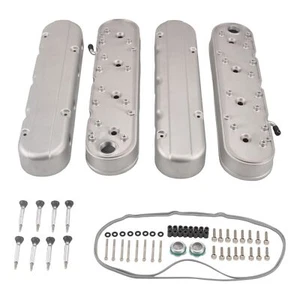 Natural Valve Covers Aluminum Hidden Coils LS Smooth Top for Chevy Small Block - Picture 1 of 6