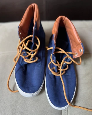 Crazy 8 Boys Lace up High Top Sneakers Shoes Blue Faux Leather  Size 3 - Image 1 of 4