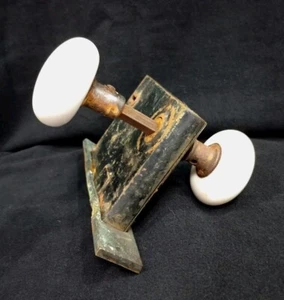 ๐๏ธ Antique Vintage Double Porcelain Doorknobs Mortise Lockset 3 1/2" high x 3" - Picture 1 of 23