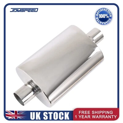 JDMSPEED Universal 304 Stainless Steel Exhaust Silencer 2.5" 63mm 5" x 8" Oval x 12"