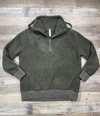 Suéter Athleta Mujer Pequeño Verde Talus Sherpa Media Cremallera Pullover Sudadera Foto 1 de 4