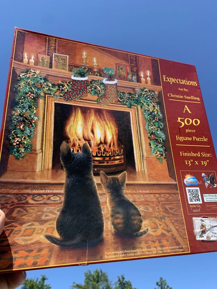Rompecabezas EXPECTATIONS Gatos Gatito Chimenea CHRISSIE SNELLING 500 piezas ❤️tb11j Foto 1 de 4