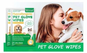 Groom Pet Glove Wipes Hypoallergenic 2 pcs Thick Care Cleanse Rinse Free 2 packs - Picture 1 of 5