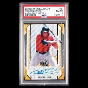 2021 Leaf Metal Draft TRISTON CASAS MLB Red Sox Gold Wave 1/1 Auto BA-TC1 PSA 8 - Picture 1 of 3