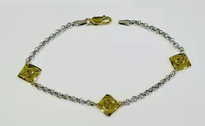 9ct Gold 2-Colour Bracelet 7.5 inch with UK Hallmark 2.9 Grams New 375 - Picture 1 of 3