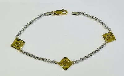 Pulsera de oro 9 quilates 2 colores 7,5 pulgadas con sello del Reino Unido 2,9 gramos nuevo 375 Foto 1 de 3