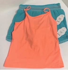 Wonder Nation | Girls Size S(6/6X) | Teal Shorts & Orange Tank Summer Outfit NWT - Picture 1 of 12
