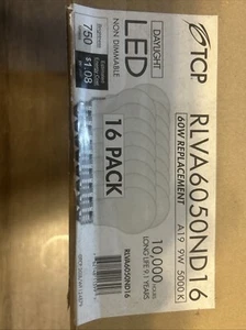 4- TCP 10 = 60 Watt A19 60W Daylight BRIGHT WHITE 5000K LED Light Bulbs - Picture 1 of 2