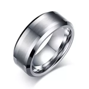 Anillo de carburo de tungsteno puro de 8 mm para hombres boda moda joyas alianzas talla 8-12 - Imagen 1 de 8