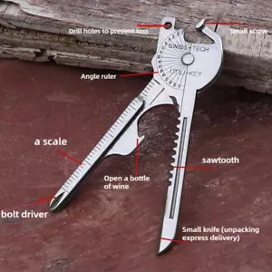 Taschen Schlüsselanhänger Multitool Schlüsselform Öffner Flucht Outdoor Werkzeug Zubehör" - Bild 1 von 14