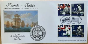GB FDC 1988 BRADBURY LFDC69 AUSTRALIAN BICENTENARY WITH LONDON SW1 HANDSTAMP - Picture 1 of 1