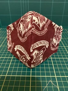Maroon Harry Potter Hogwarts H Crest Wine Gryfindor Adult Face Mask Handmade 54 - Picture 1 of 5
