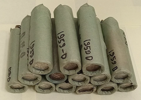 1959 D Roosevelt Silver Dime Original Bank Roll Of 50 Coins BU Uncirculated Cover