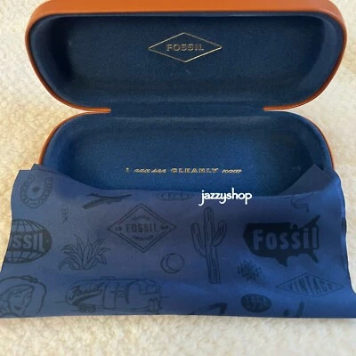 Fossil Marrón/Azul Marino Gafas Gafas de sol Estuche rígido con carcasa de almeja con paño de limpieza Foto 1 de 4