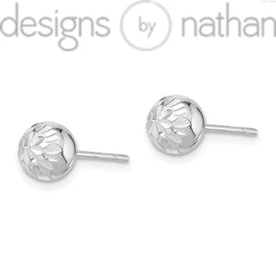 Designs by Nathan | Brincos postais folheados a prata 925 RhP corte diamante 7 mm - Imagem 1 de 4