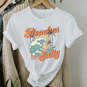 Womens Beaches be Salty Retro Tshirt Summer Fashion Tops Tees Graphic Tees - Picture 1 of 4