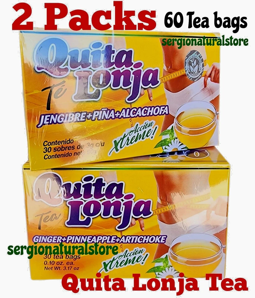 2 Boxes Te Quita Lonja Tea Jegibre + Piña 60 Bags Accion Xtreme! 100% Efectivo - Image 1 of 4
