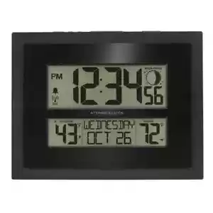 Black Wireless Digital Desk Alarm Clock With Indoor Weather Temperature Display - Picture 1 of 10