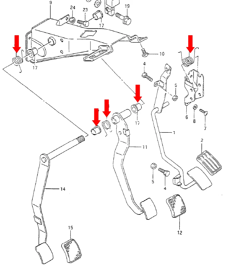 Комплект втулок и пружин для педалей Suzuki Samurai - Изображение 1 из 1