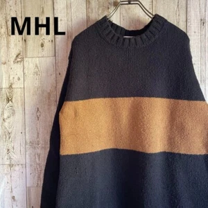 Margaret Howell MHL Herren Grobstrick Baumwolle Pullover Tops Schwarz Braun Camel - Bild 1 von 15