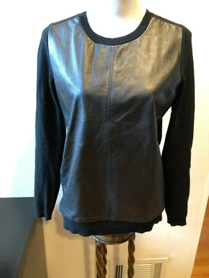 NUEVO SUÉTER C BY BLOOMINGDALE'S CUERO CACHEMIR NEGRO MANGA LARGA TALLA M Foto 1 de 4