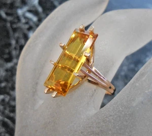 Art Deco 18K Gold Ring besetzt mit einem schönen Citrin Punze Adlerkopf Gr. 51 - Bild 1 von 7