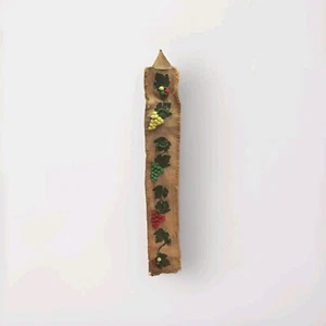 Vintage Hanging Yard Stick Holder Burlap Grapes Decor W/ Yardstick Ruler - Picture 1 of 13