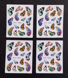 FOUR BUTTERFLY NAIL ART WATER TRANSFER STICKER DECALS - Picture 1 of 2