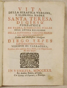 old book LIBRO ANTICO VITA DELLA SERAFICA VERGINE SANTA TERESA DI GESU' 1730 - Foto 1 di 8