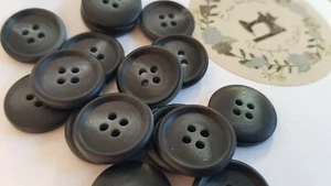 Retro 4 hole button new 8pcs, dia 20.1 mm, colour: dark grey marble - Picture 1 of 10