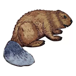 Beaver Applique Patch - Nocturnal Rodent Badge 2.5" (Iron on) - Picture 1 of 1