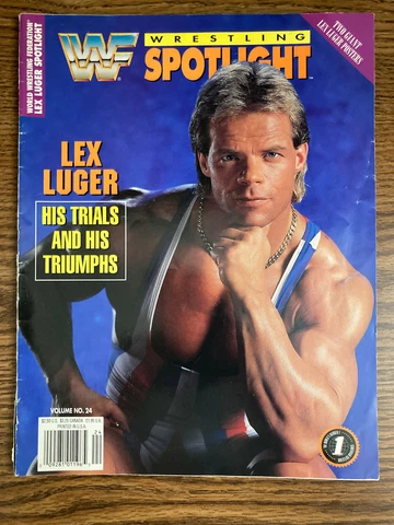 Rare! LEX LUGER WWF Spotlight Magazine #24 w HUGE POSTER! See 15 photos! WWE Cover