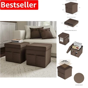 Stylish 15-Inch Ottoman Set - Folding Foot Rest & Storage for Living Room - Picture 1 of 10