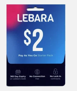 LEBARA $2 Australia sim card PAYG Prepaid SIM Starter - Picture 1 of 1