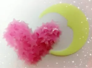 15 cm Moon with Pink 100 3D Wall Ceiling Glow In Dark Star Kid Plastic Stickers - Picture 1 of 4