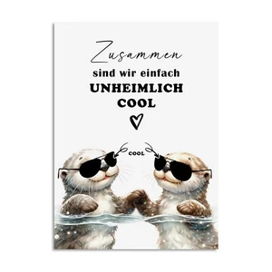 Postkarte OTTER unheimlich cool Geschenk Freundin Postkarte Freundschaft - Bild 1 von 3