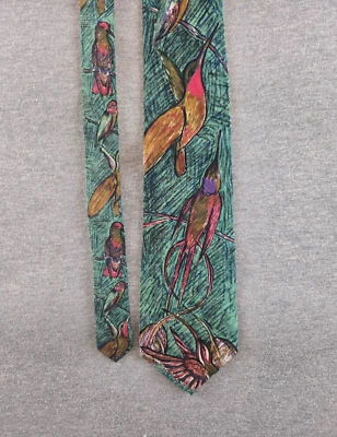 Corbata de seda de colección WWF World Wildlife Fund para hombre diseño colibríes N0. 142 1991 Foto 1 de 4