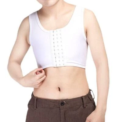Lésbica Cremallera Pecho Encuadernador Tomboy FTM Vendaje Top Tetas Chaleco Recortado S0U0 Foto 1 de 4