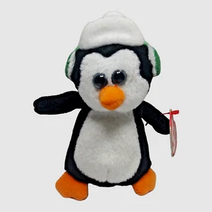 TY Baby Beanies Toboggan the Penguin 2011 Green Hat 4” Holiday Winter Tags New - Picture 1 of 6