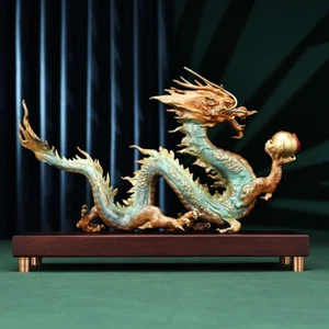 Pure brass dragon flying around the world dragon year zodiac dragon decoration - Picture 1 of 5