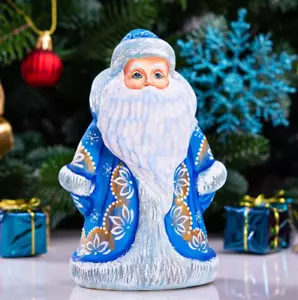 Holz geschnitzt Weihnachtsmann Figur 6", Weihnachten Geschenkidee für Wohnkultur - Bild 1 von 12