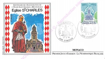 Envelope FDC Monaco Centennial Inauguration Church Saint Charles Monte Carlo - Image 1 of 2