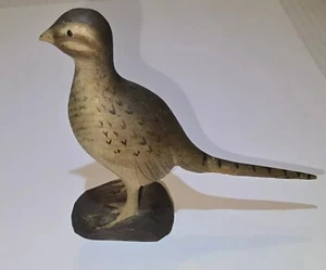 Thomas Hansen Carved Wood Pheasant HEN Signed Valley City ND Folk Art decoy mini - Picture 1 of 8