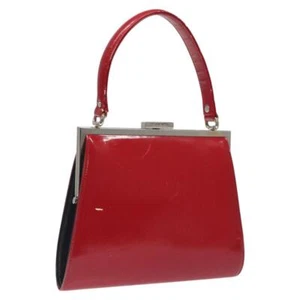 SAINT LAURENT Hand Bag Leather Red Silver Auth nb302 - Picture 1 of 21